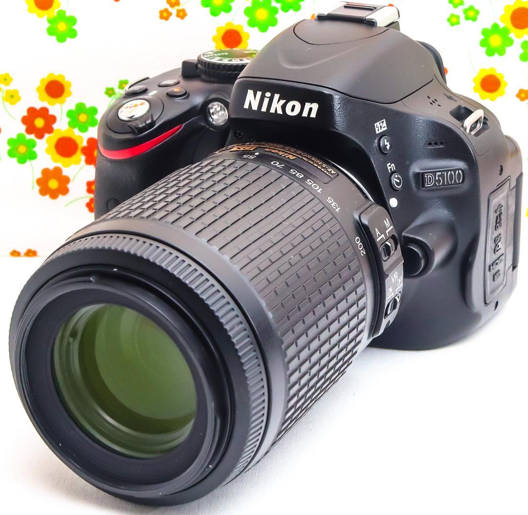 ニコン Nikon D5100☆望遠レンズセット☆スマホに送れる！☆一眼レフ