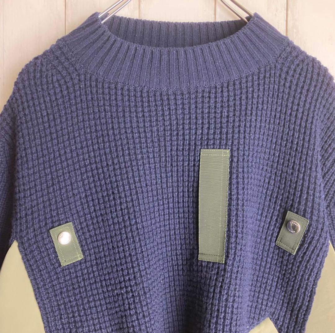 【名作】sacai サカイ　再構築　ドッキング ニット　MA1 ネイビー　 3