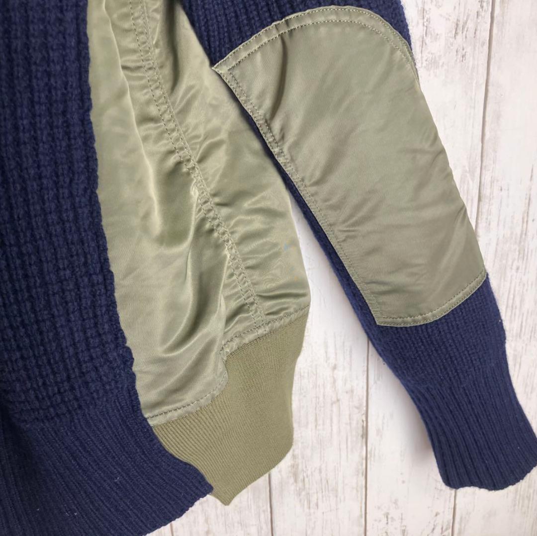 【名作】sacai サカイ　再構築　ドッキング ニット　MA1 ネイビー　 3