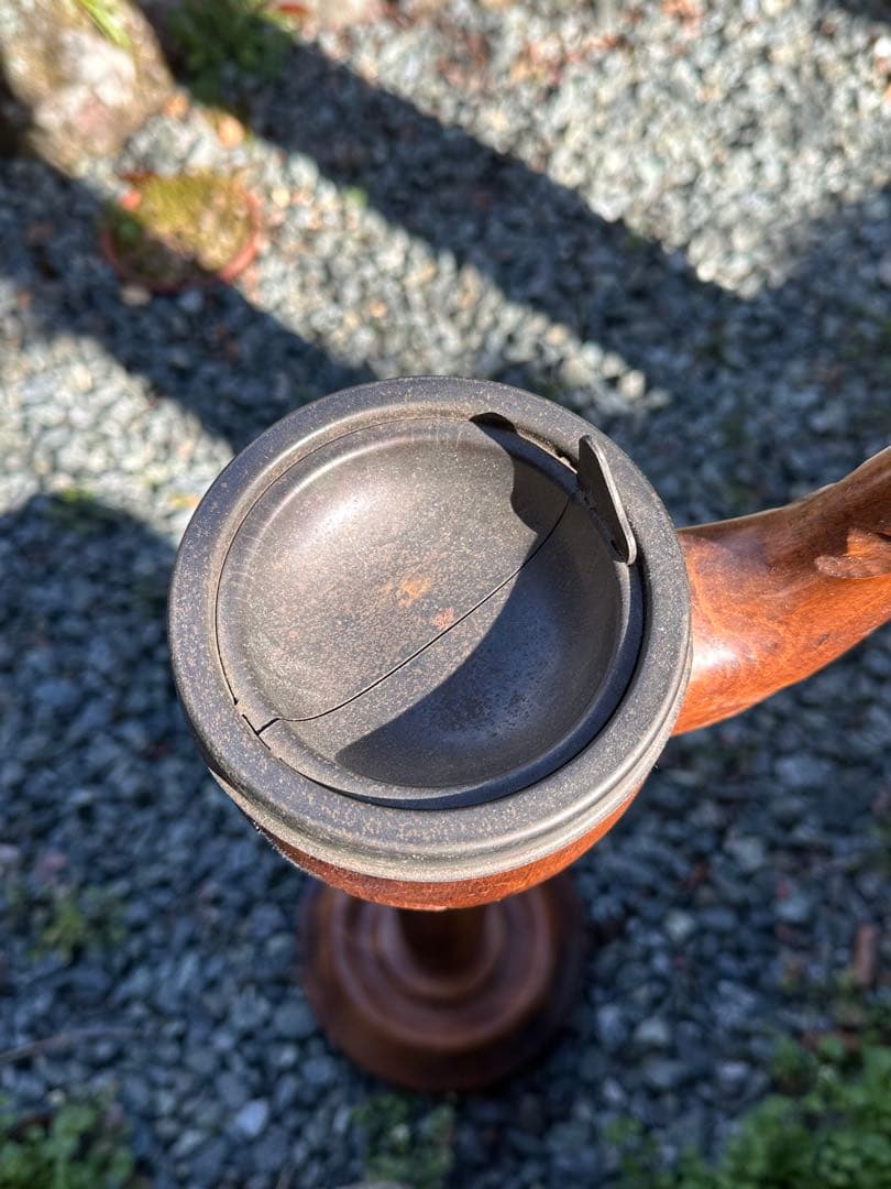 昭和レトロ　スタンド灰皿　パイプ型　当時物　レトロ　木製灰皿