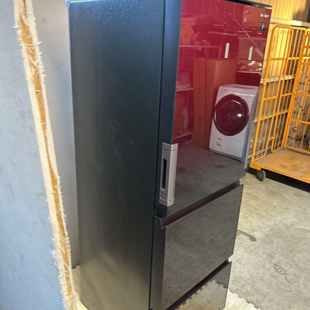 SHARP 2021年製 3ドア冷蔵庫 ワインレッド