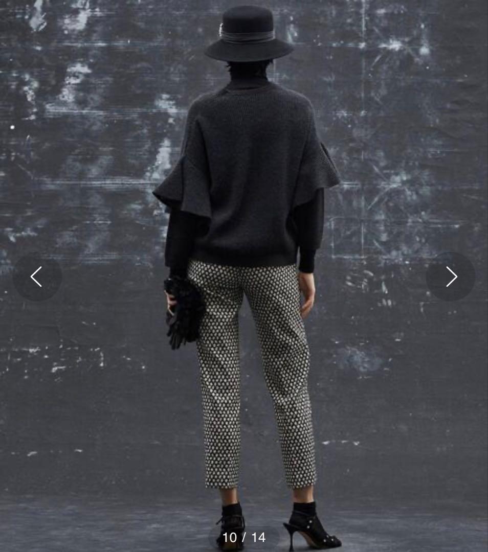 Drawer ドゥロワー 21AW カシミヤ7G畦編みクルーネック フリルニット