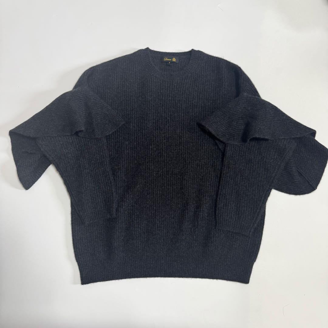 Drawer ドゥロワー 21AW カシミヤ7G畦編みクルーネック フリルニット