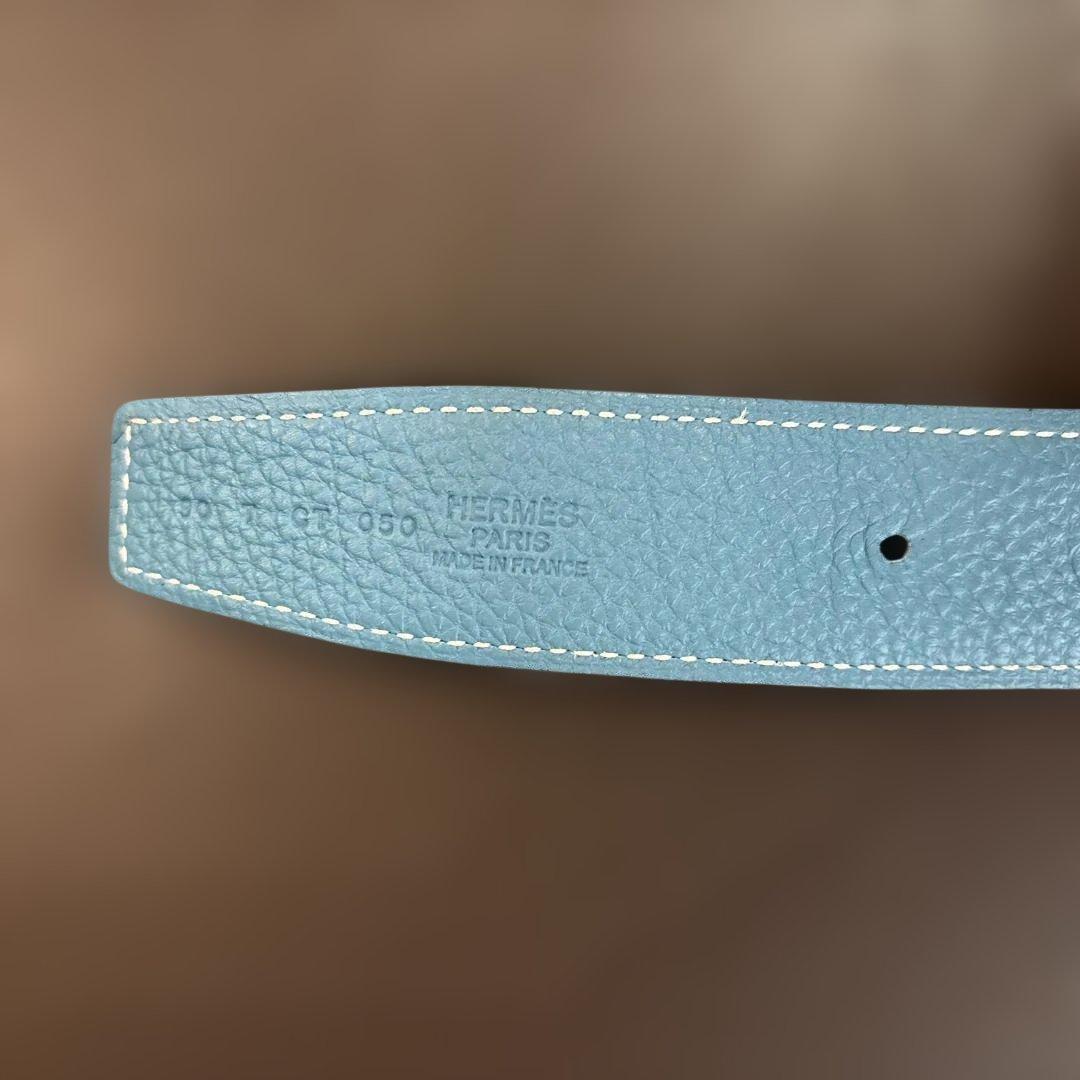 【Yuji Koyama様限定】エルメス青レザーベルト メンズ ゴールドバックル