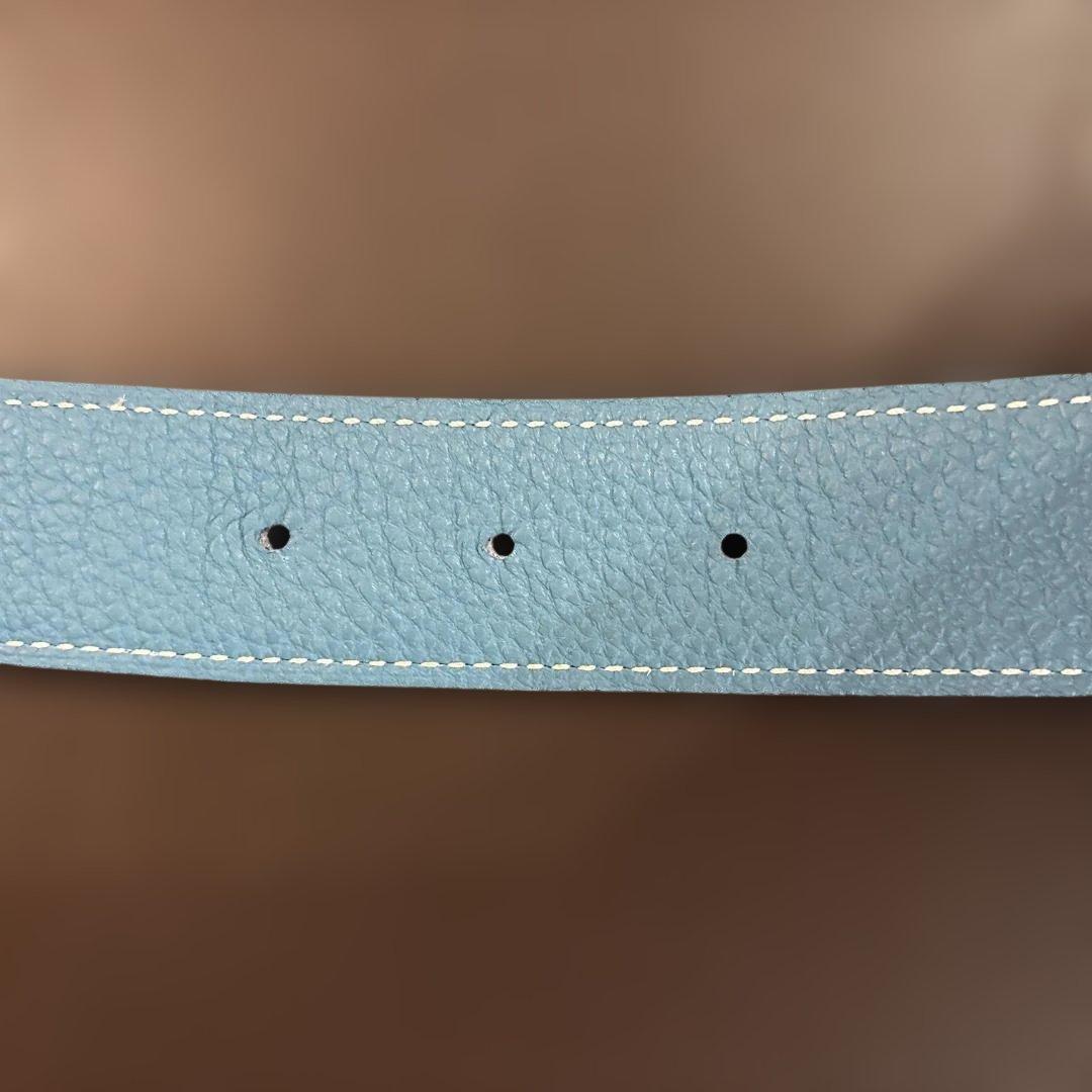 【Yuji Koyama様限定】エルメス青レザーベルト メンズ ゴールドバックル