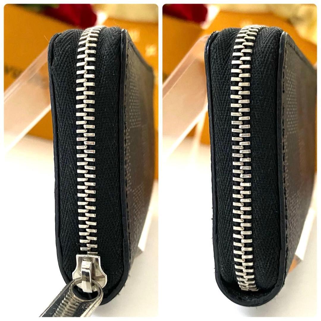 ルイ ヴィトン◎パース ダミエ グラフィット ラウンドファスナー シルバー