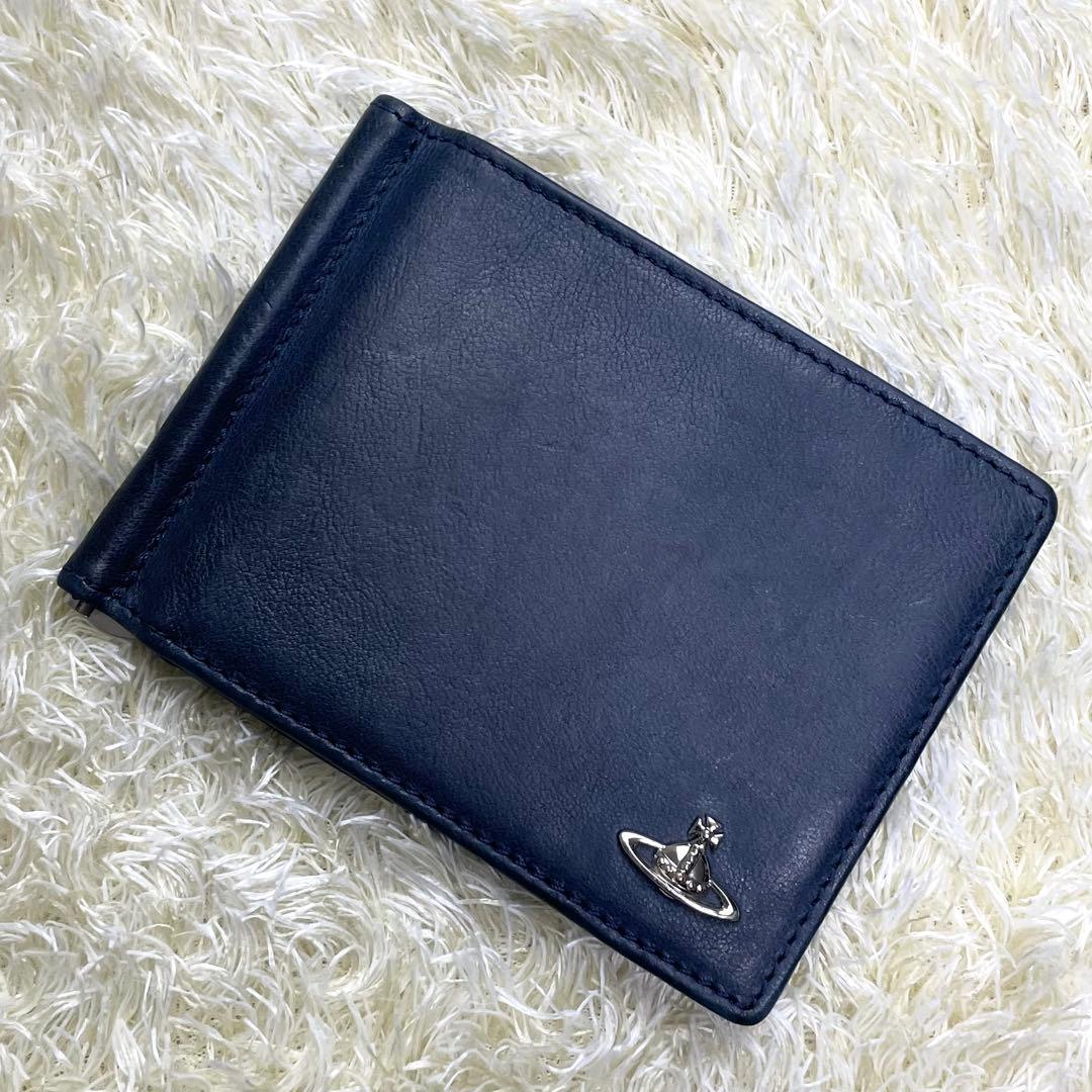 ヴィヴィアンウエストウッド マネークリップ レザー ネイビー