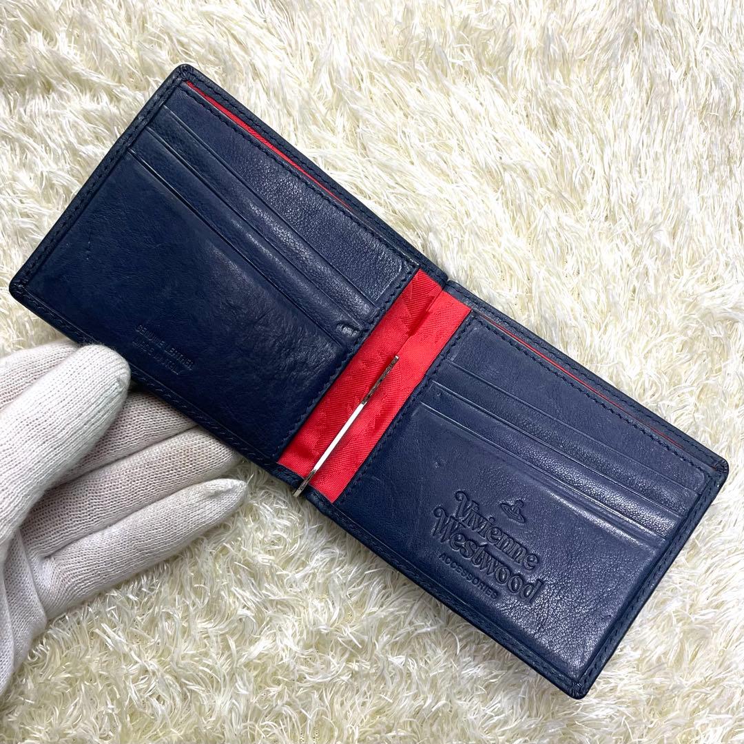 ヴィヴィアンウエストウッド マネークリップ レザー ネイビー