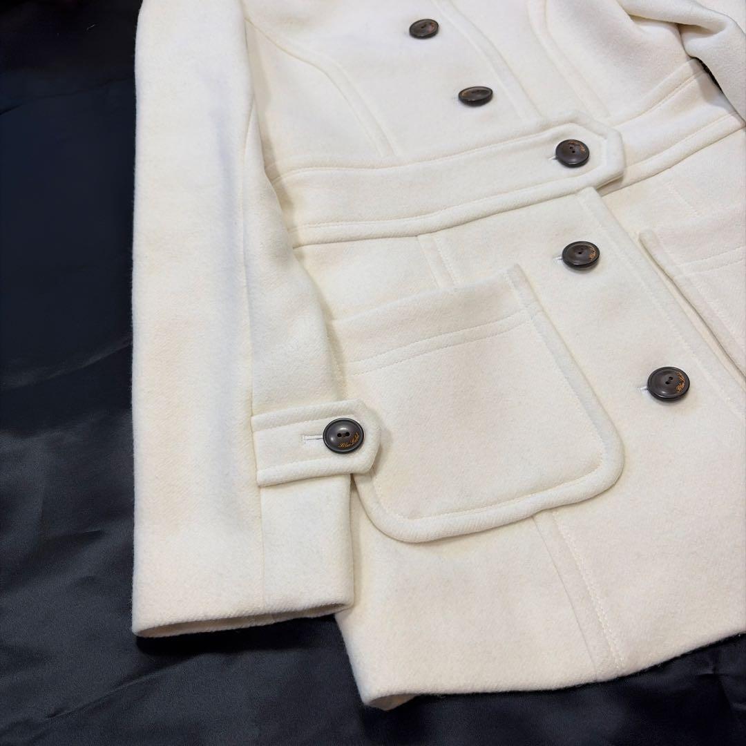 美品 BURBERRY BLUE LABALアンゴラ ホワイト フーデットコート