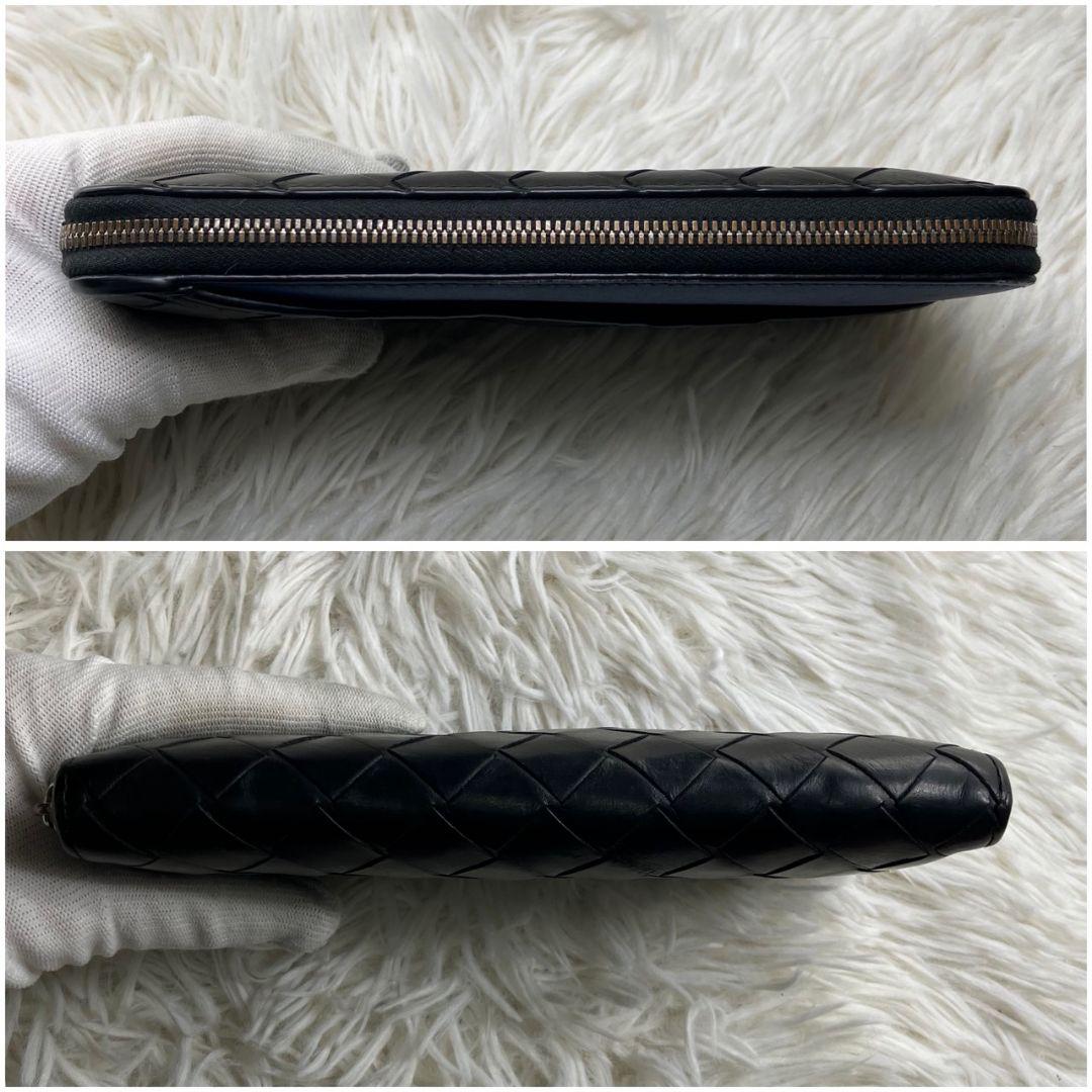 美品✨ボッテガヴェネタ マキシイントレチャート ラウンドジップ 長財布 ブラック