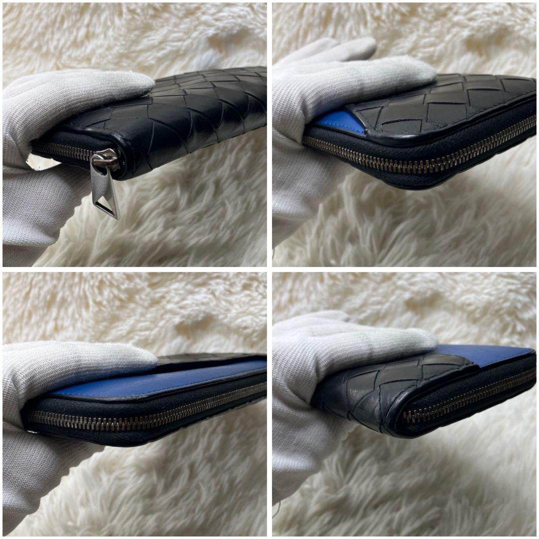 美品✨ボッテガヴェネタ マキシイントレチャート ラウンドジップ 長財布 ブラック