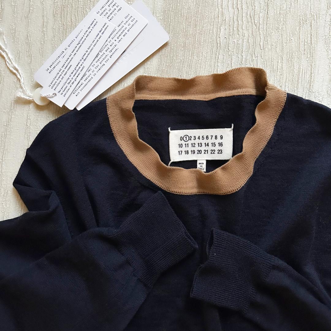 MAISON MARGIELA メゾン マルジェラ カラーブロック セーター 紺