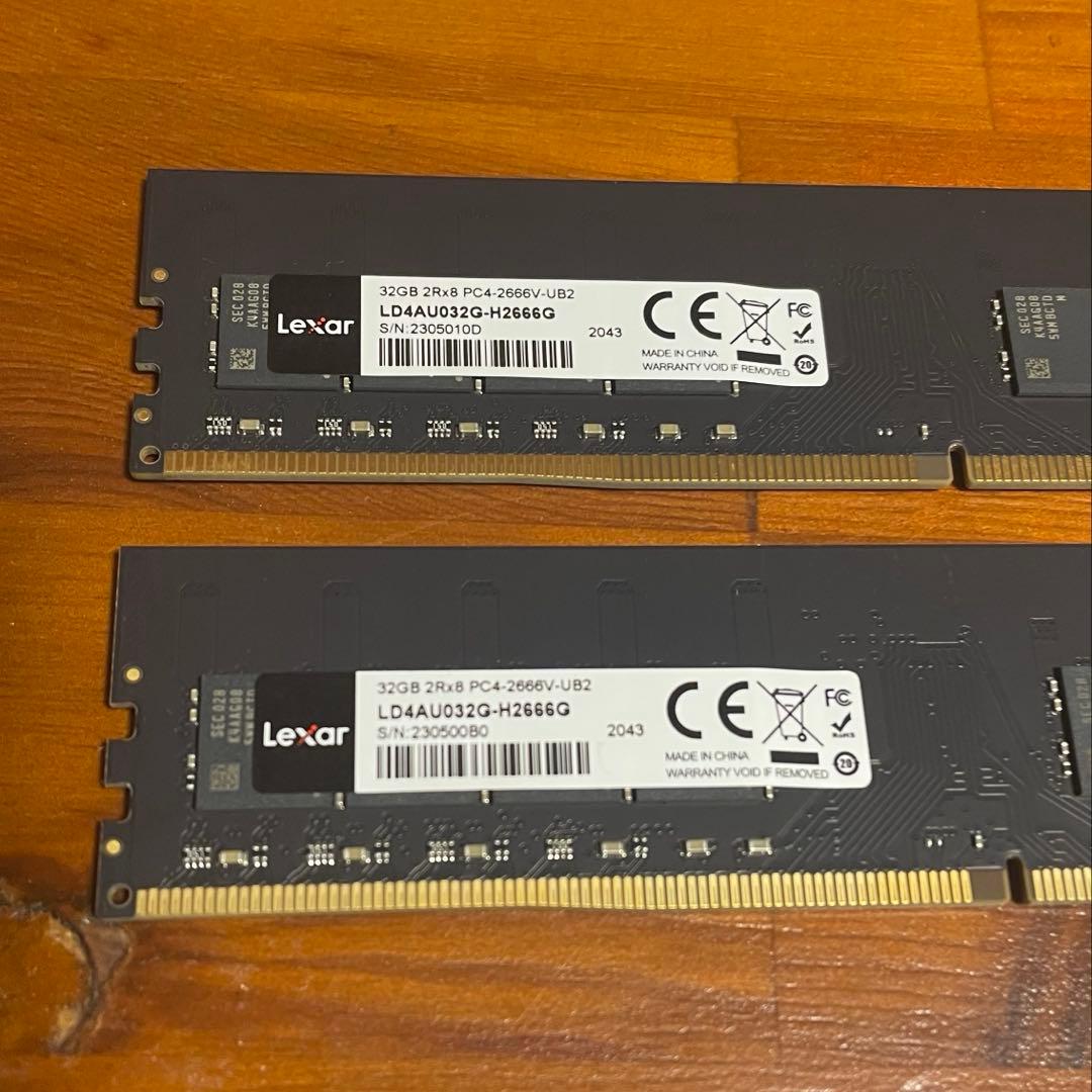 ￥2000値引き中 Lexar DDR4 32GB メモリ2枚 デュアルチャネル