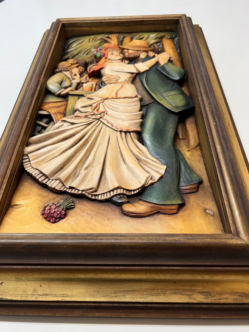 ANRI アンリ　木彫り　P.A. RENOIR ルノワール作品　額装