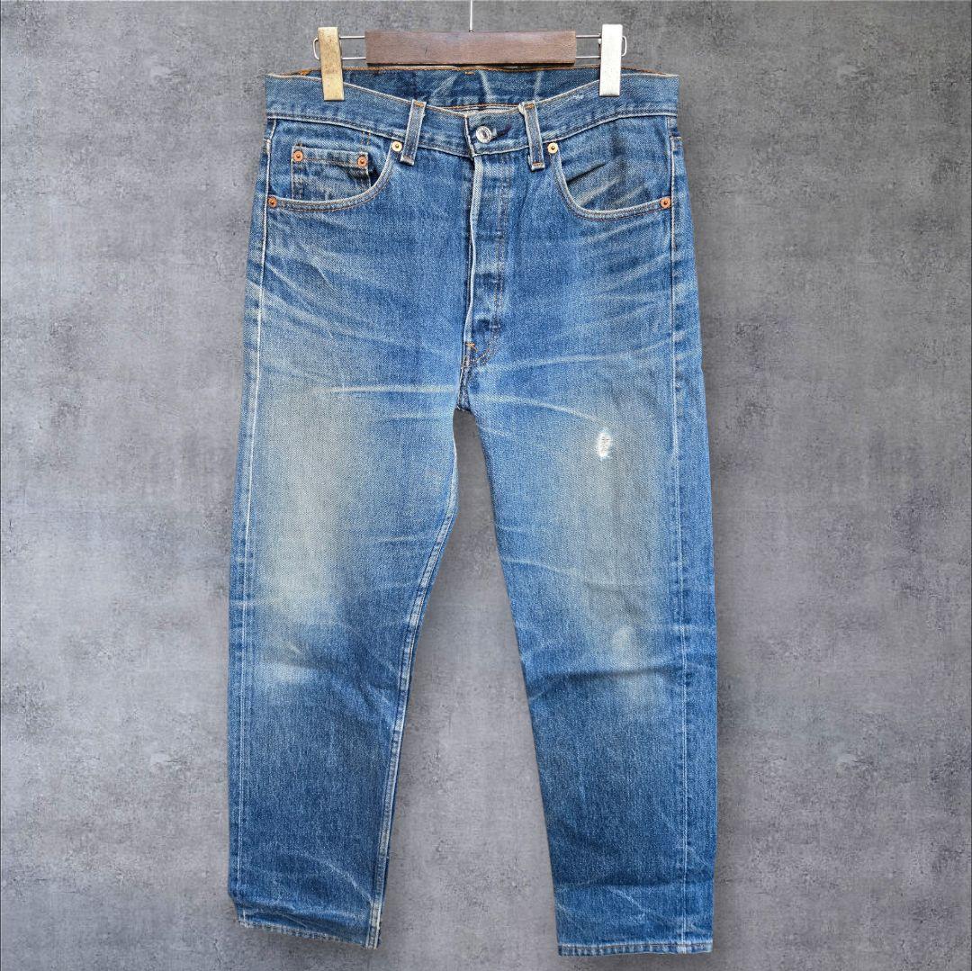 【一軍・鬼ヒゲ】93年 USA製 Levi's501 W34 バキバキ ハチノス