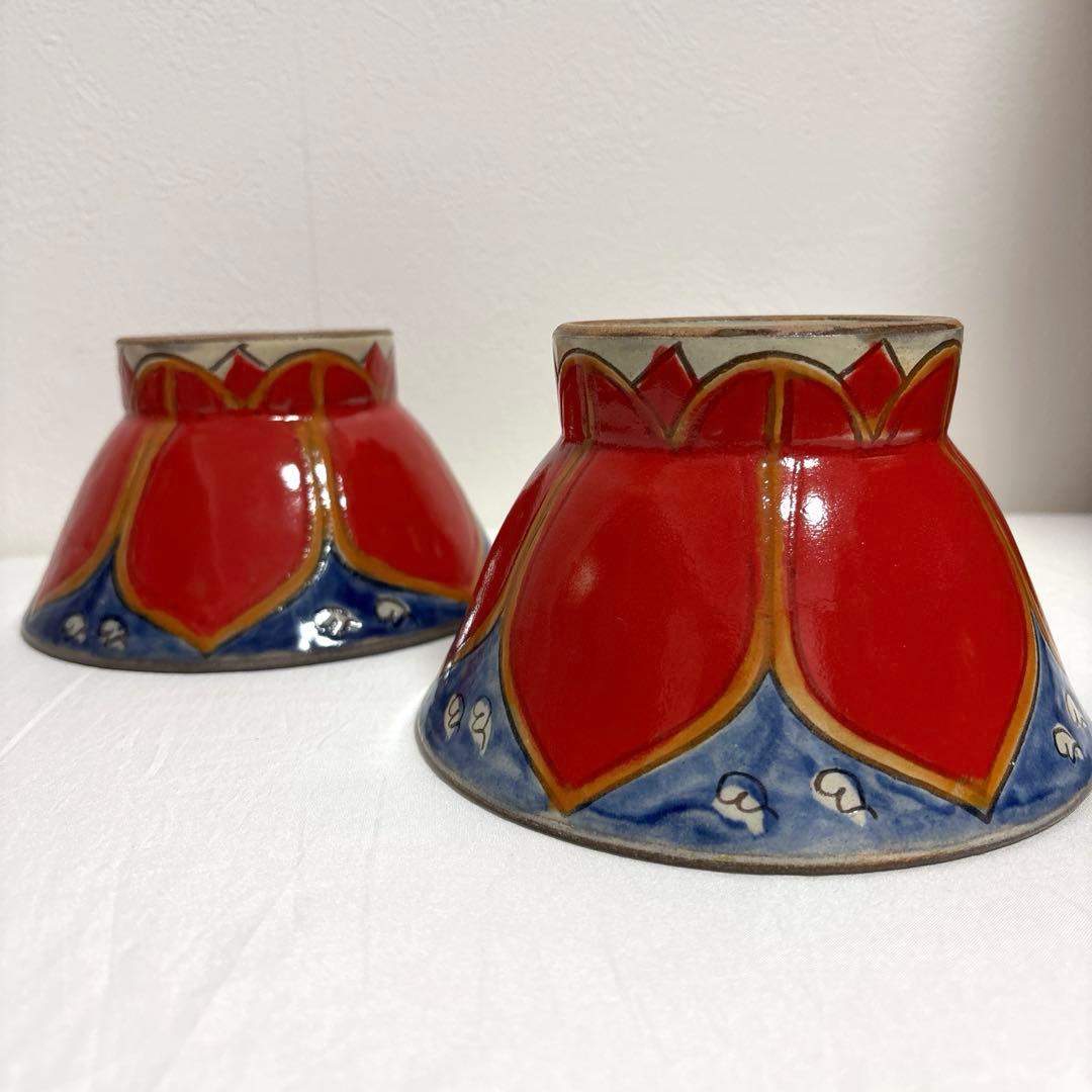 幸陶器　花笠マカイ　5寸 ペアセット　２個　沖縄　やちむん 茶碗　丼