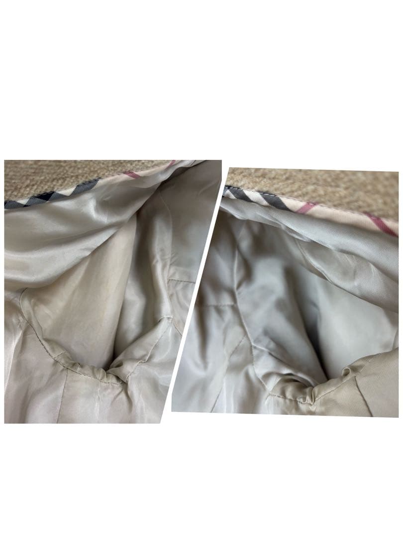 高級 バーバリーロンドン ヘリンボーン ダッフルコート フード付き ベージュ