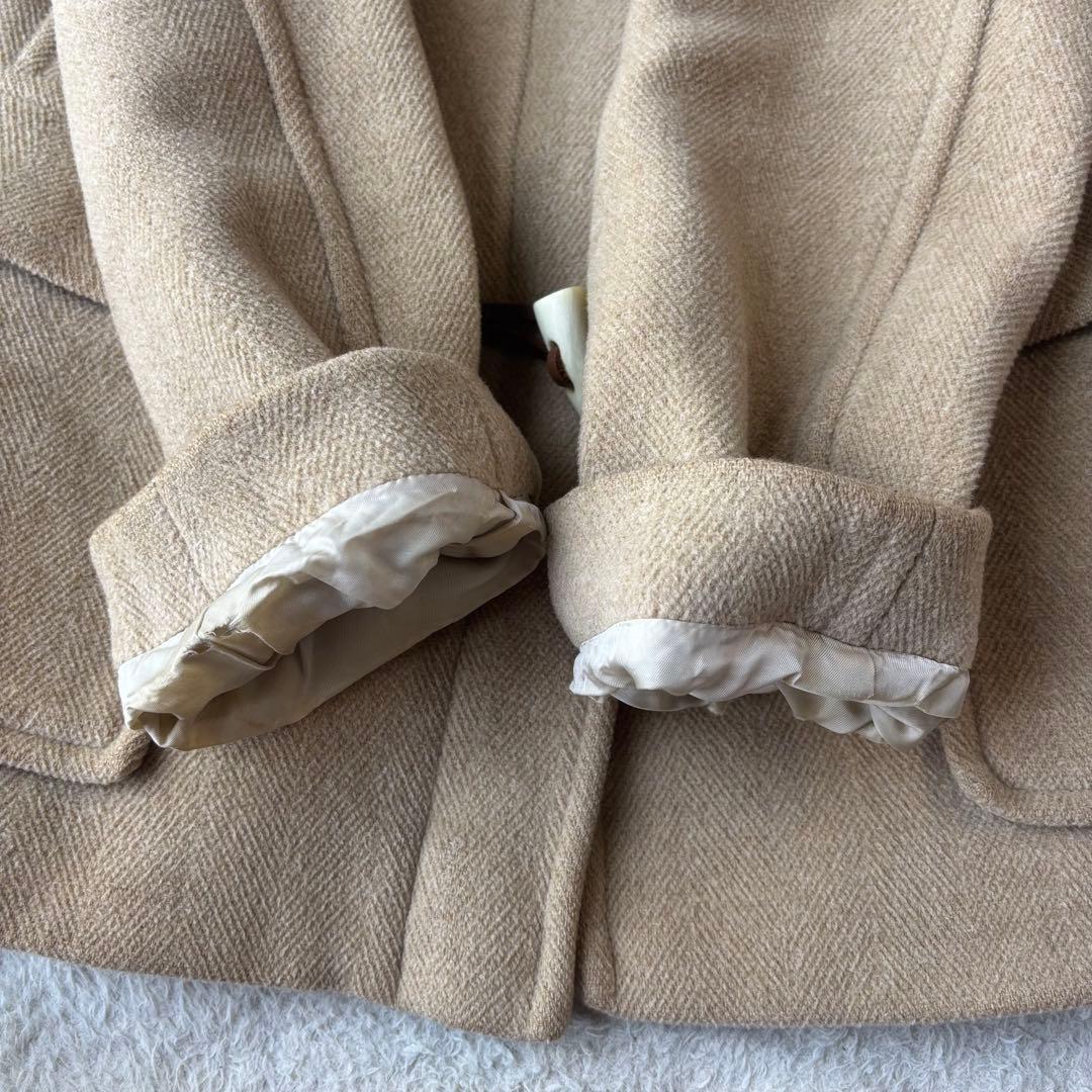 高級 バーバリーロンドン ヘリンボーン ダッフルコート フード付き ベージュ