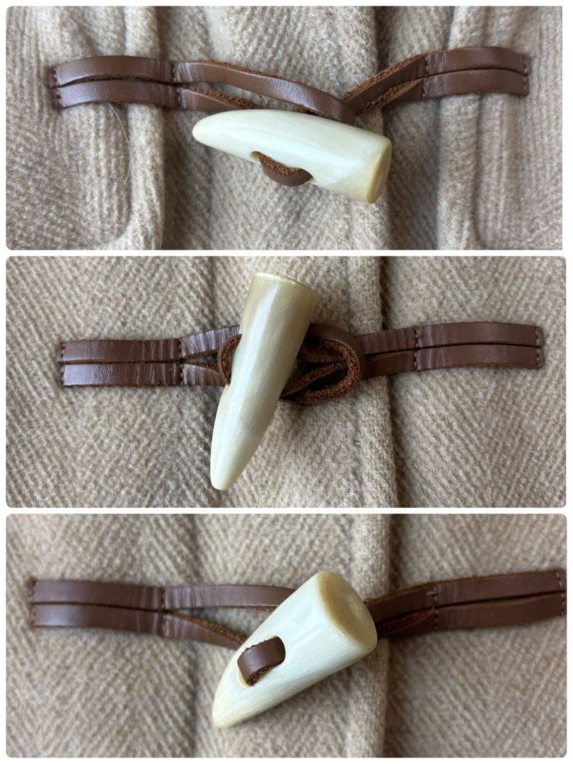 高級 バーバリーロンドン ヘリンボーン ダッフルコート フード付き ベージュ