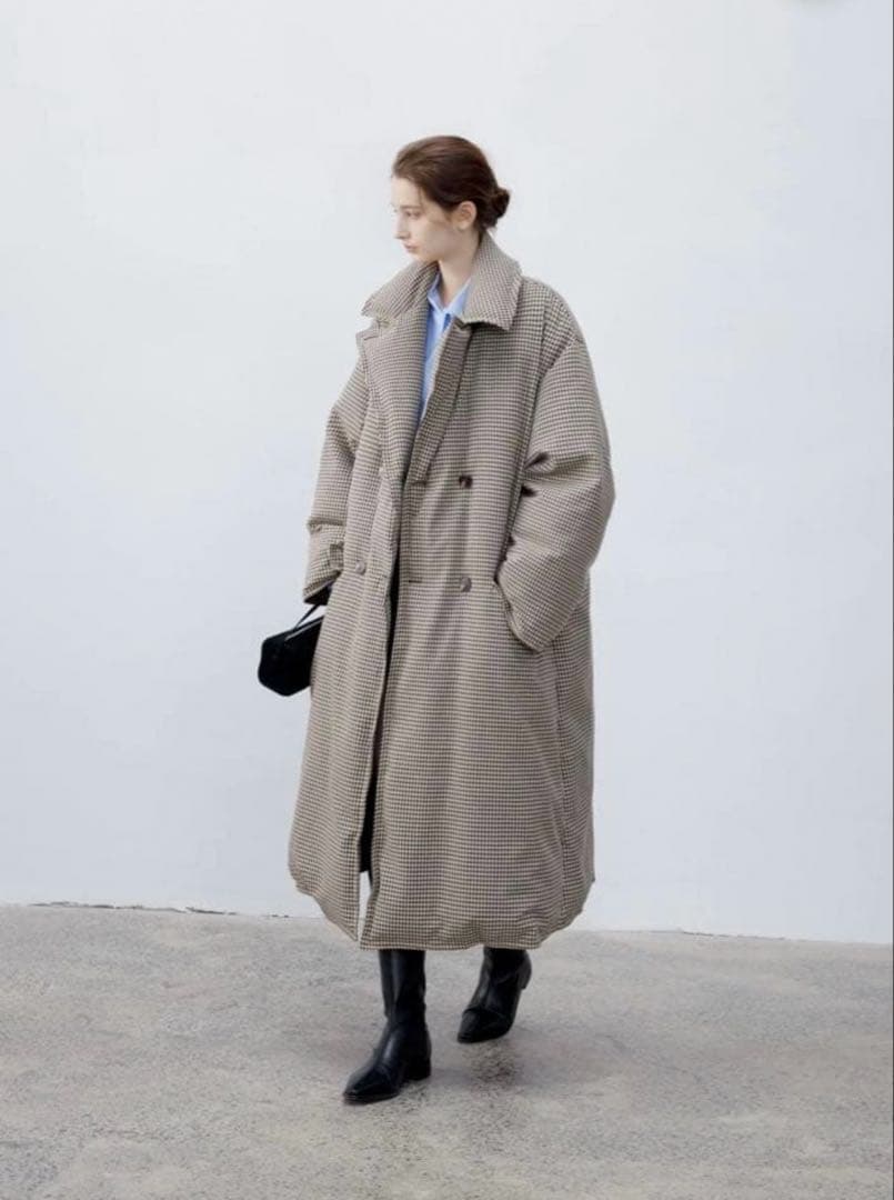 tageechita タグ違い クラシカルチェックダウンコート Sサイズ
