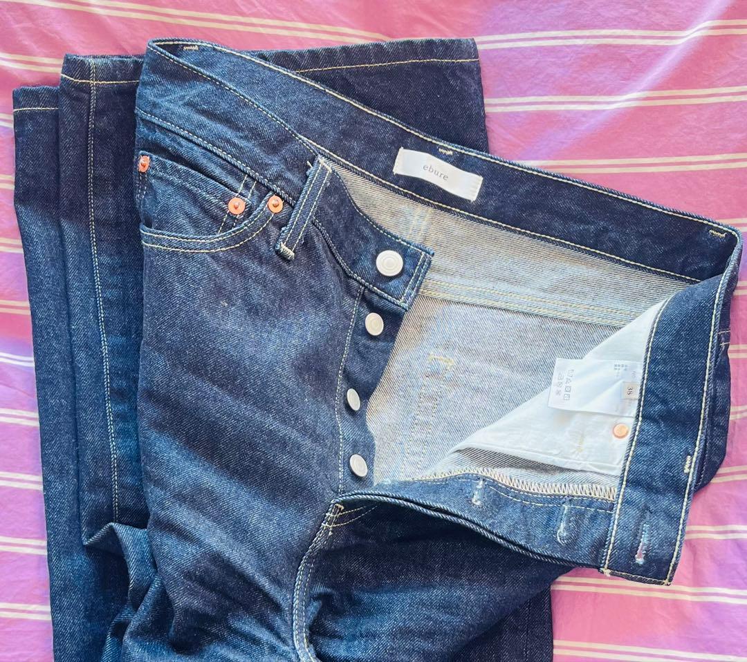 【ebure】ワンウォッシュ ボタンフライ ワイドデニム38 ロンハーマン