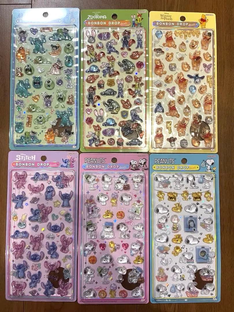 【正規品】ボンボンドロップシール　ディズニー　スヌーピー　6枚セット