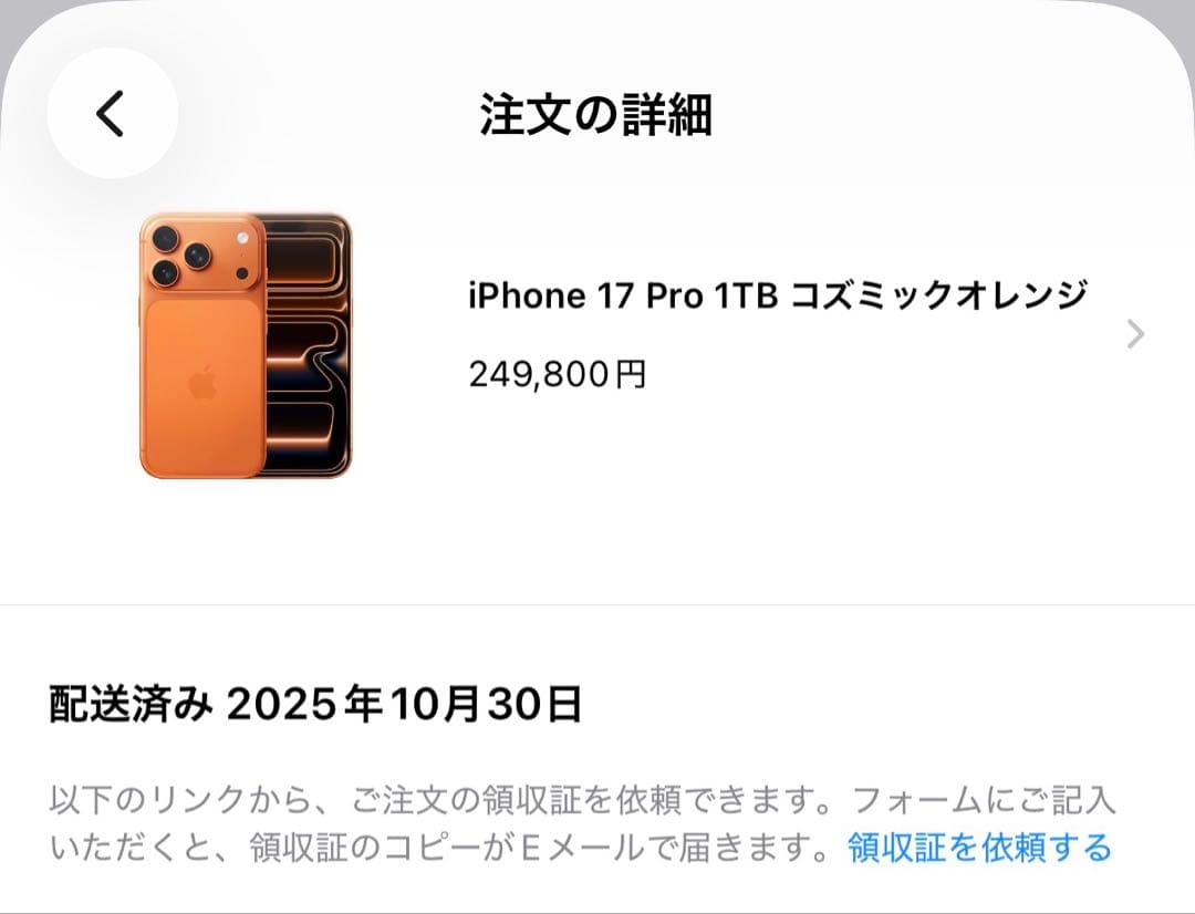 Apple iPhone 17pro 1TB 画面ひびあり
