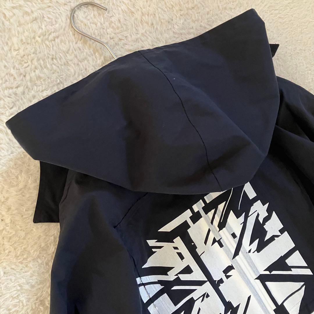 meagratia バックプリント オーバーサイズ フード モッズコート 黒 2