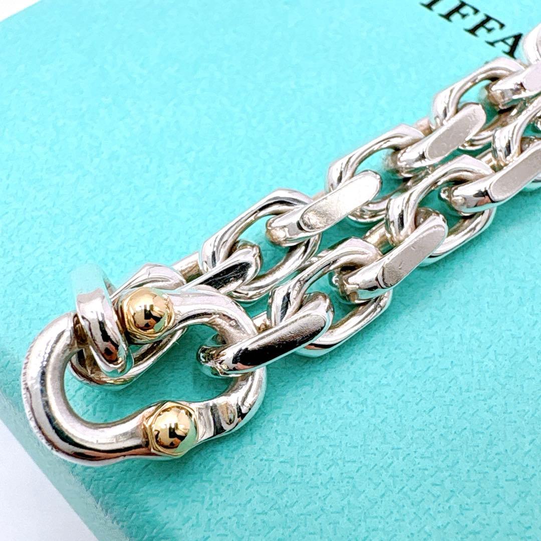 美品 付属品付 ティファニー メイカーズ ナロー コンビ シルバー k18