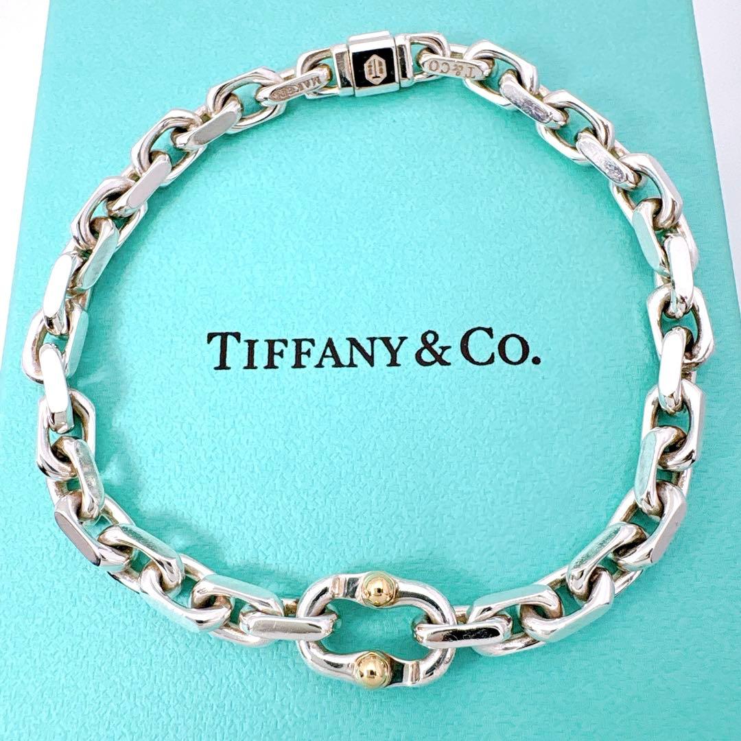 美品 付属品付 ティファニー メイカーズ ナロー コンビ シルバー k18