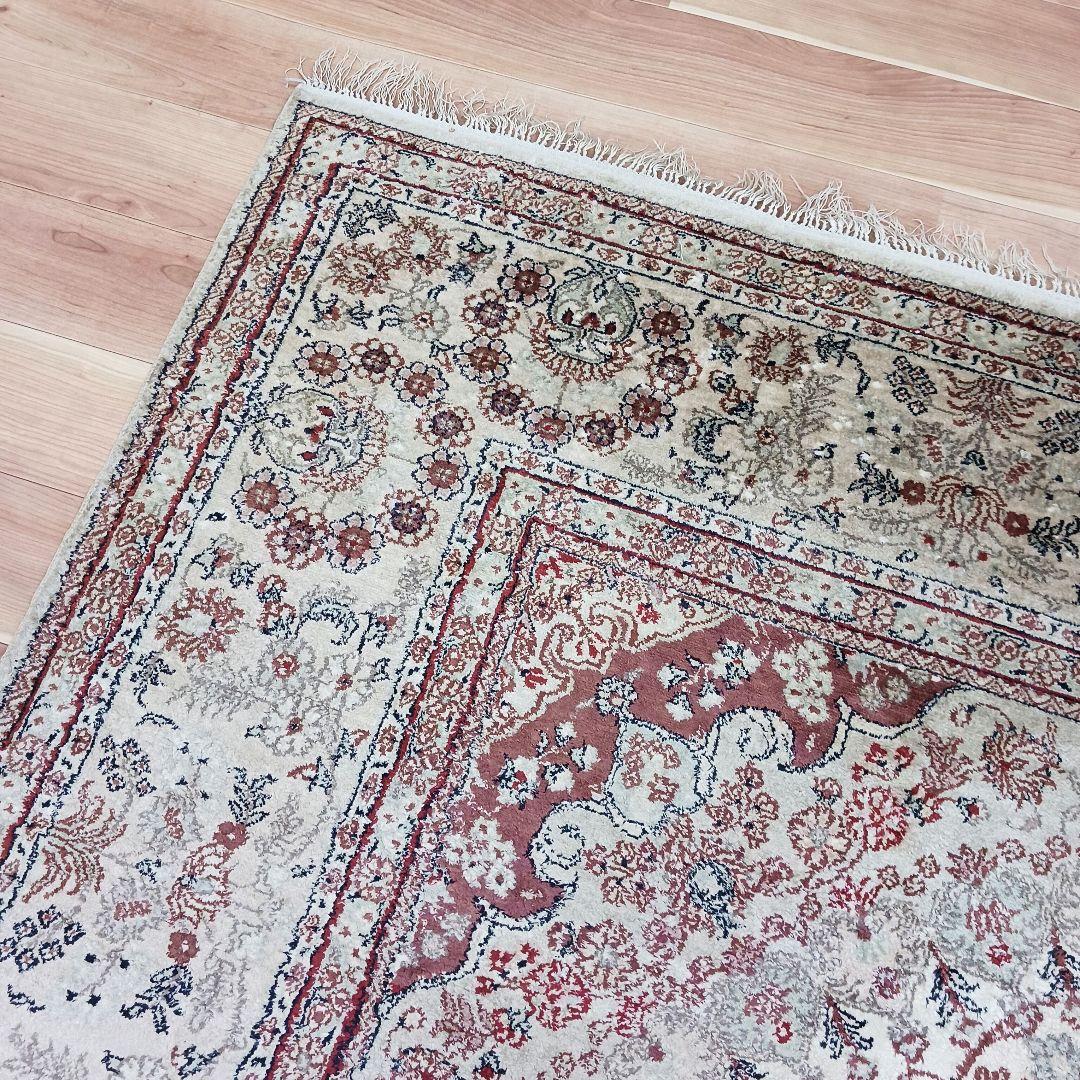 Y3248 中国シルク絨毯 シルク100% 手織り150段 大判3m越え