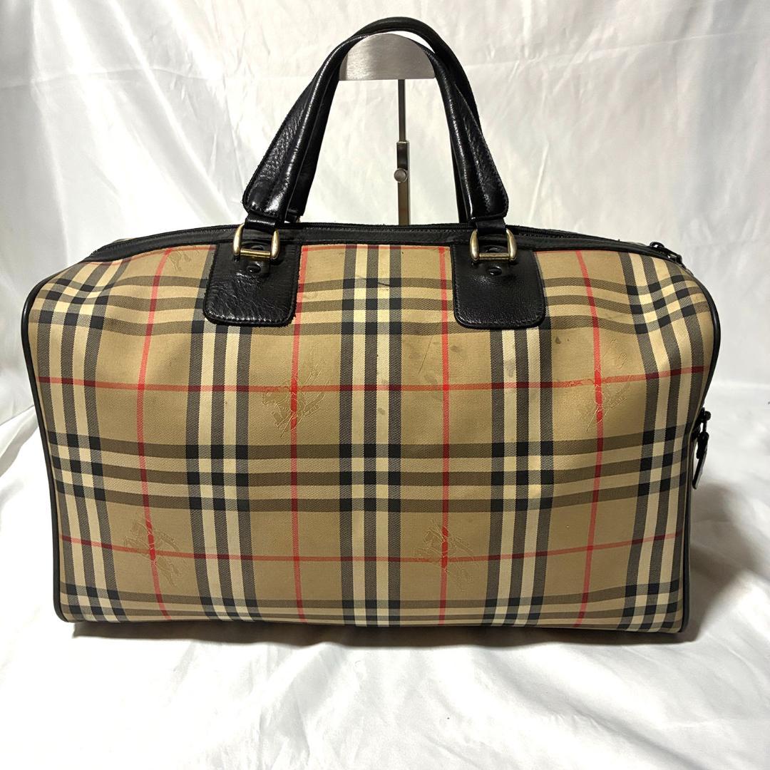 Burberrys ボストンバッグ 大容量 ノバチェック ブラック×ベージュ