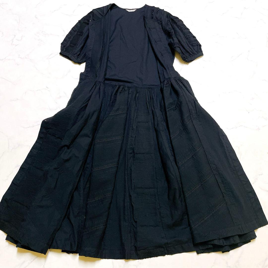 美品 カネコイサオ コットンロングワンピース リボン はおり マキシ丈 F