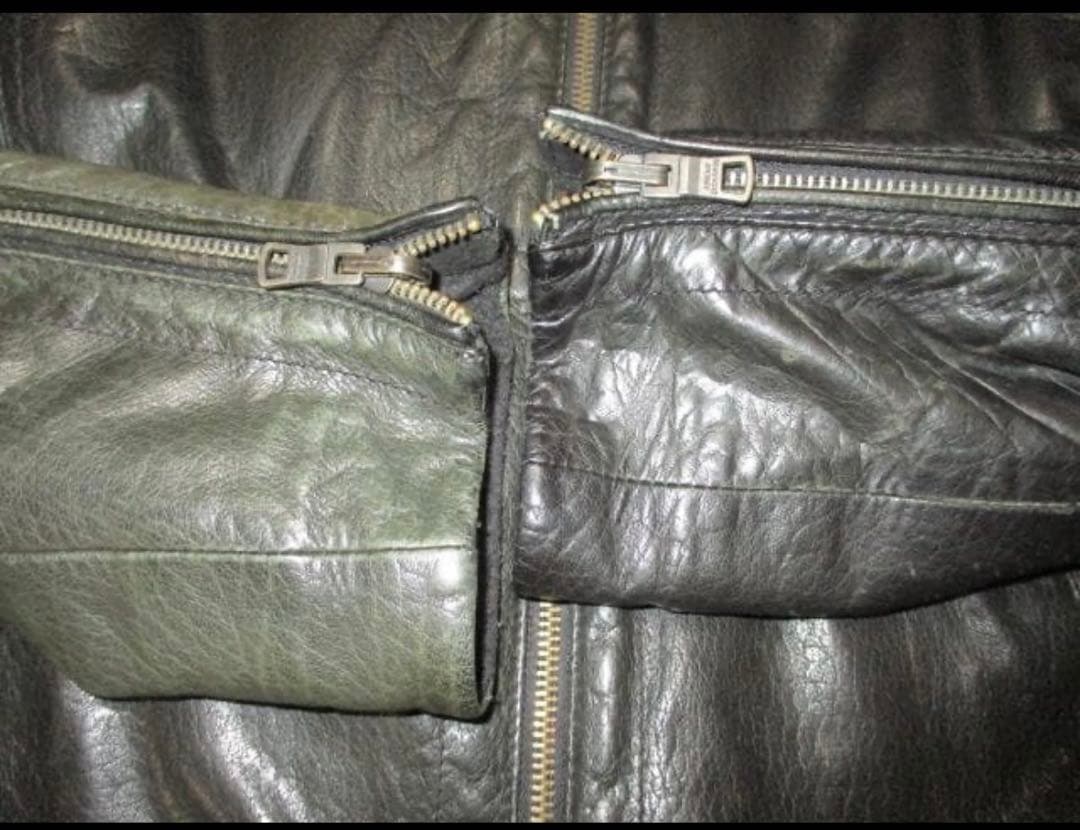 AX　アルマーニエクスチェンジ　２トーン　レザー　ライダースジャケット　SM