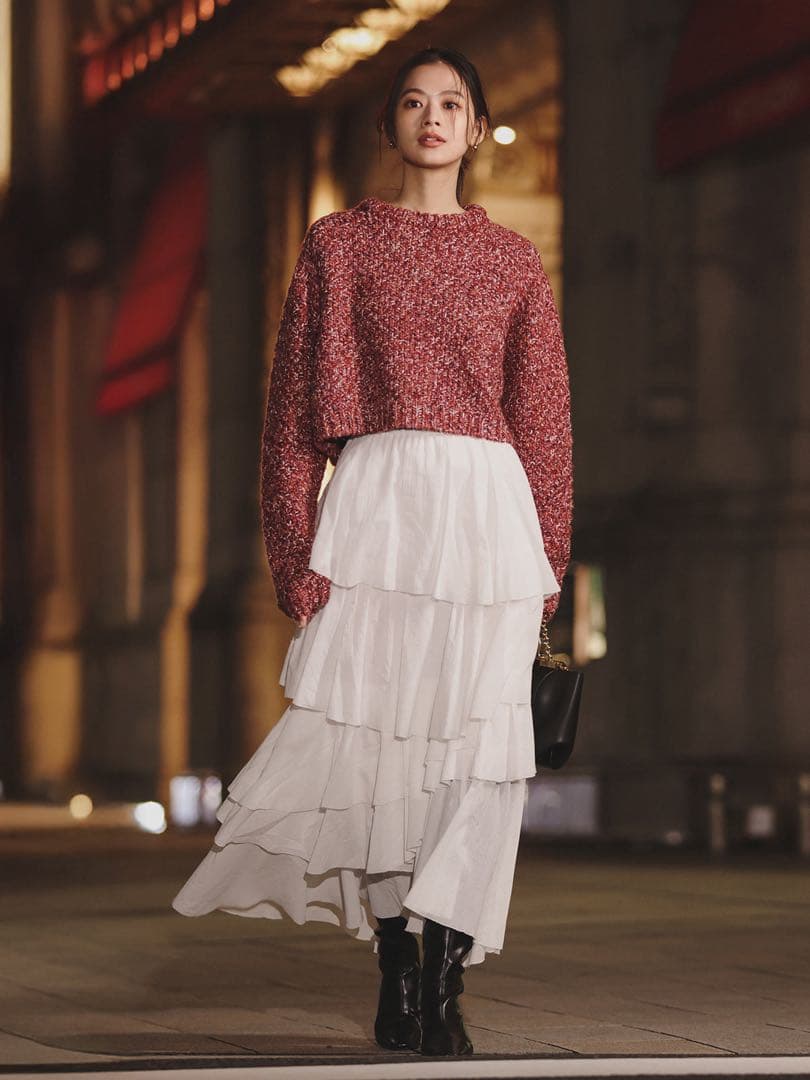 anuans☆2025holiday限定品☆ミックスヤーンニットトップス美品