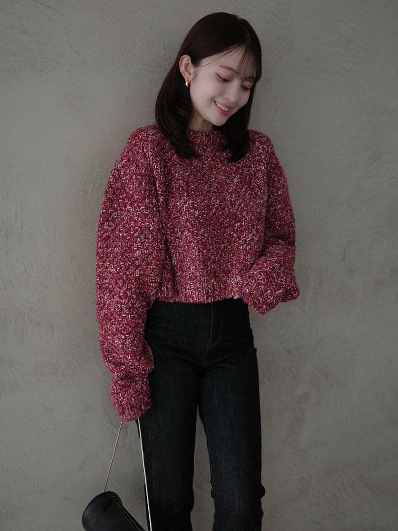 anuans☆2025holiday限定品☆ミックスヤーンニットトップス美品