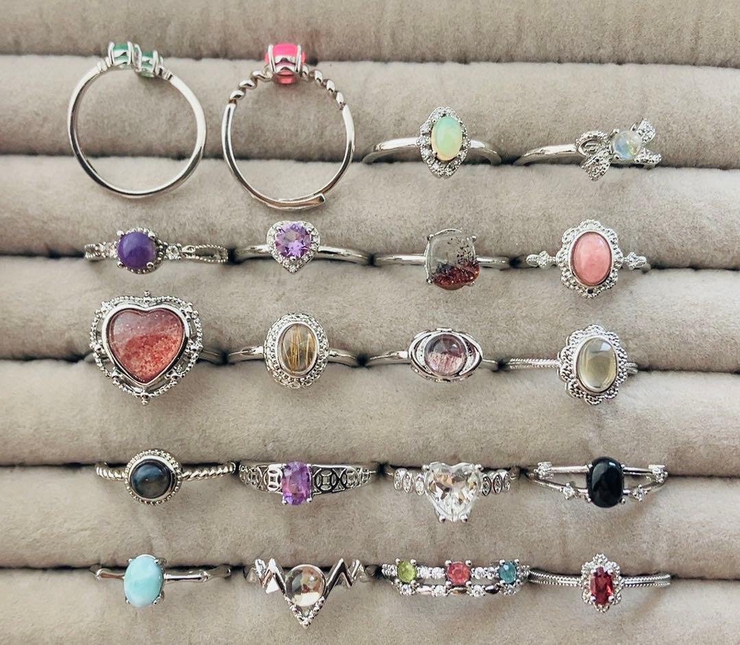 天然石　リング　指輪　まとめ売り　エメラルド　ピンクオパール