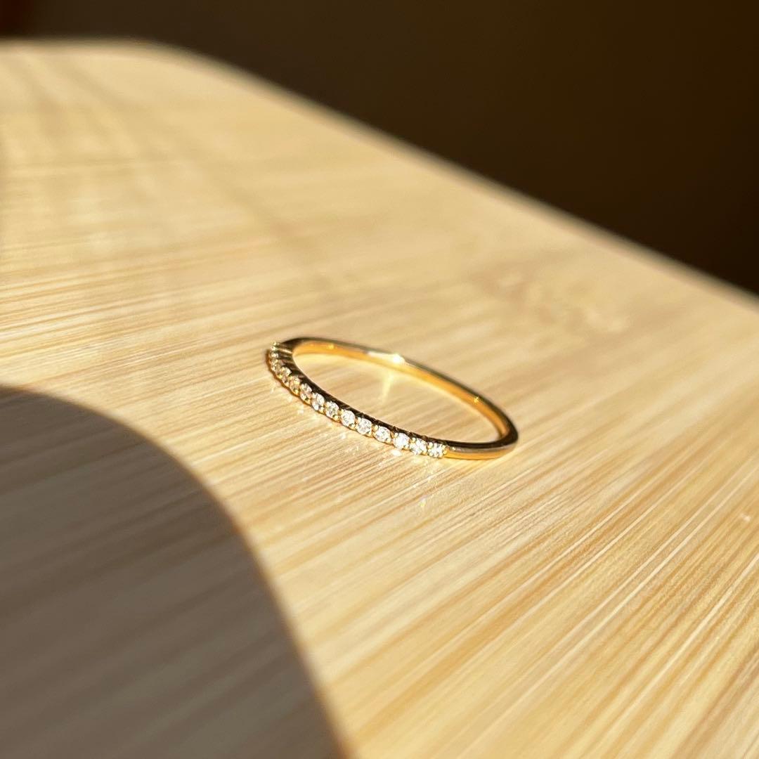 新品 4°CヨンドシーK18YG ダイヤモンドハーフエタニティ リング