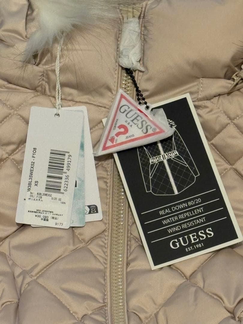 Guess キルティング ファーダウンジャケット