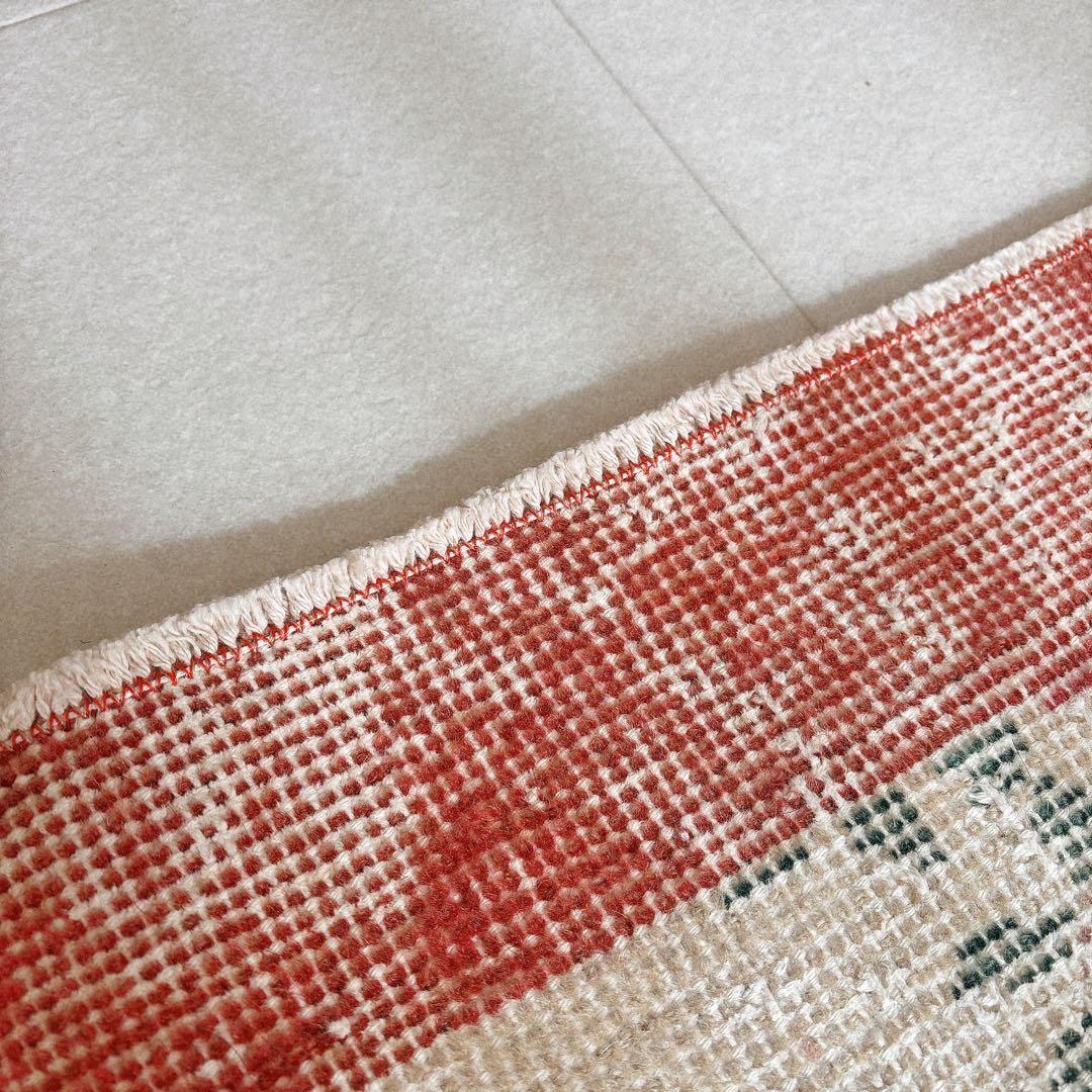 トルコ　ヴィンテージ ラグ　フローラル　ピンク