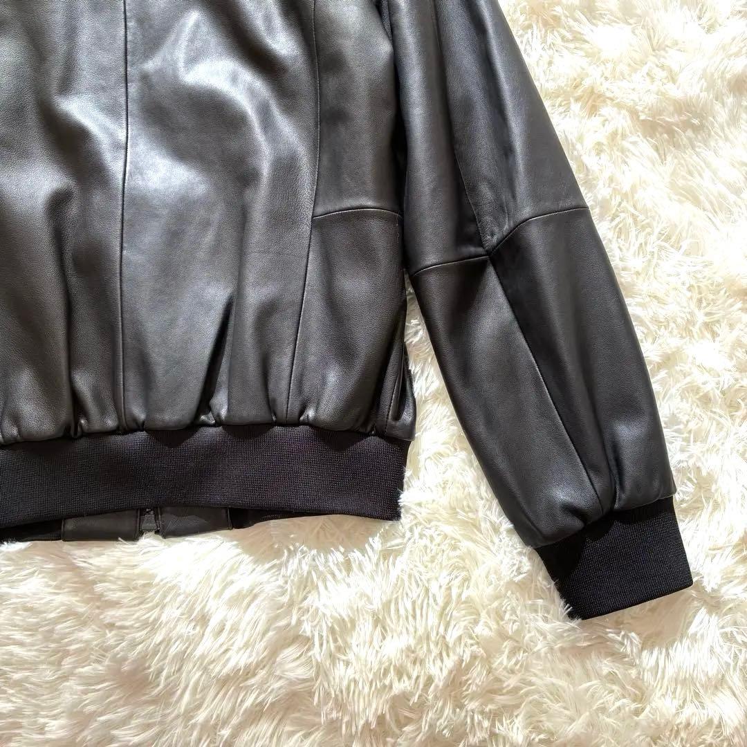 極美品 エンポリオアルマーニ 黒タグ レザージャケット 2WAY 現行品