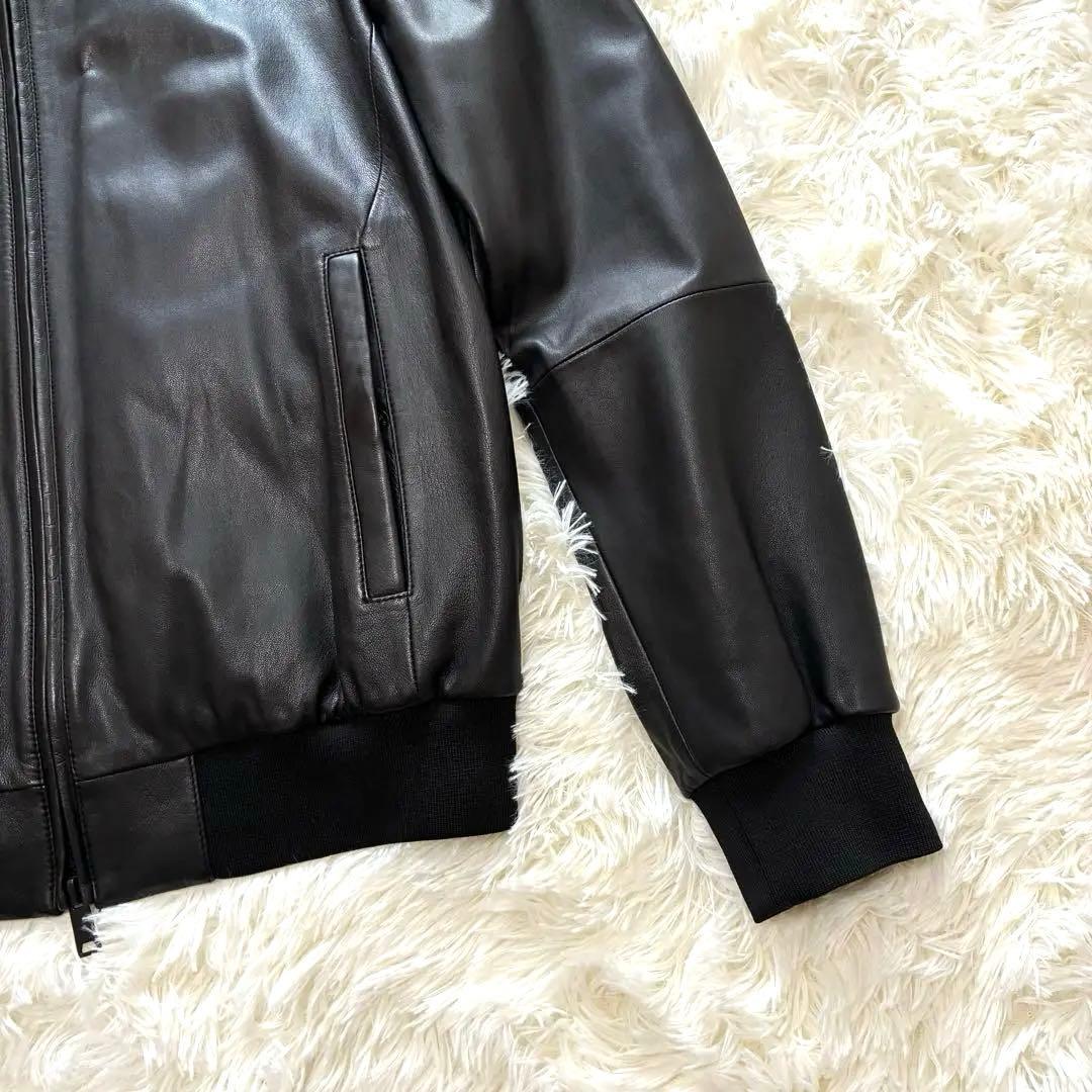 極美品 エンポリオアルマーニ 黒タグ レザージャケット 2WAY 現行品
