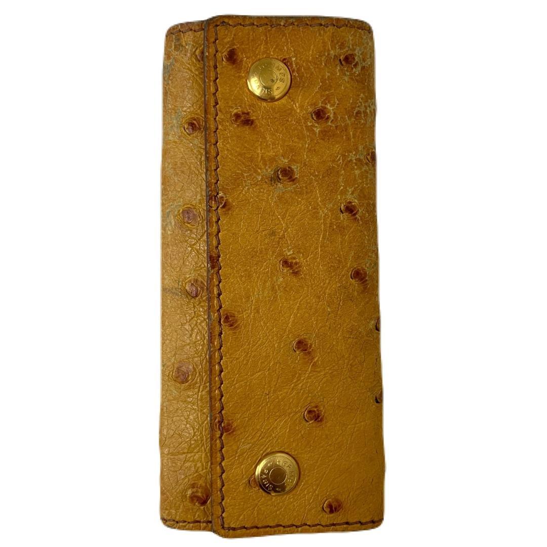 エルメス 4連 キーケース オーストリッチ ブラウン キャメル セリエボタン