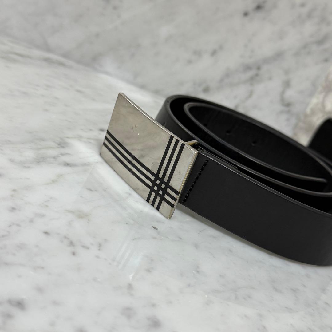 BURBERRY バーバリー ベルト 本革 レザー ブラック 黒 銀 ロゴ