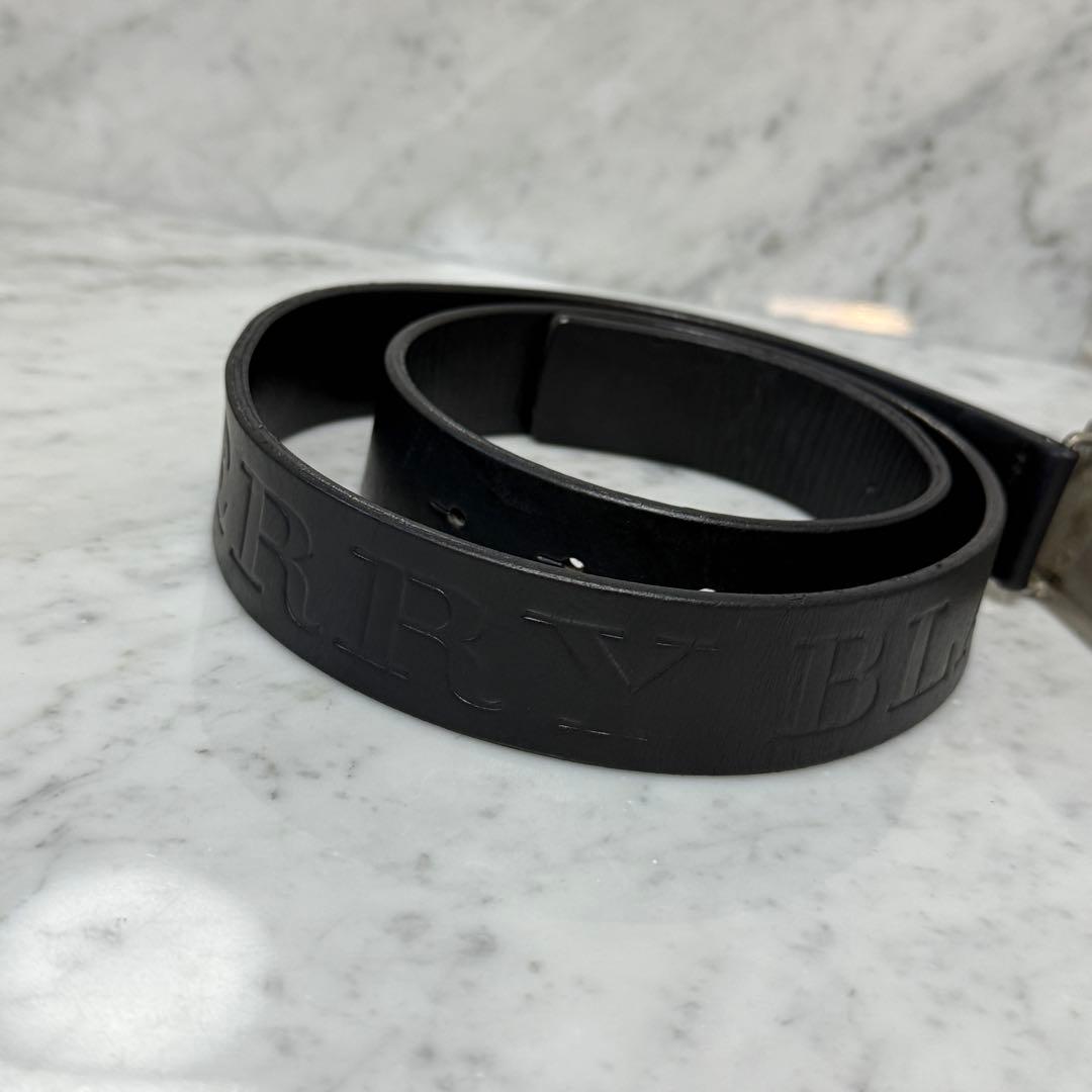 BURBERRY バーバリー ベルト 本革 レザー ブラック 黒 銀 ロゴ