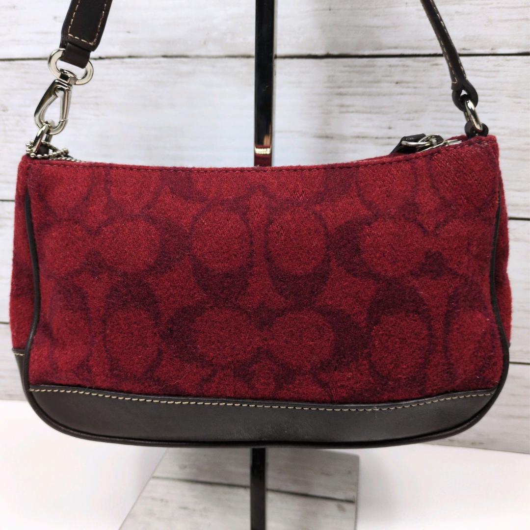 希少 COACH コーチ 7720 ワンハンド ハンドバッグ ポーチ ウール