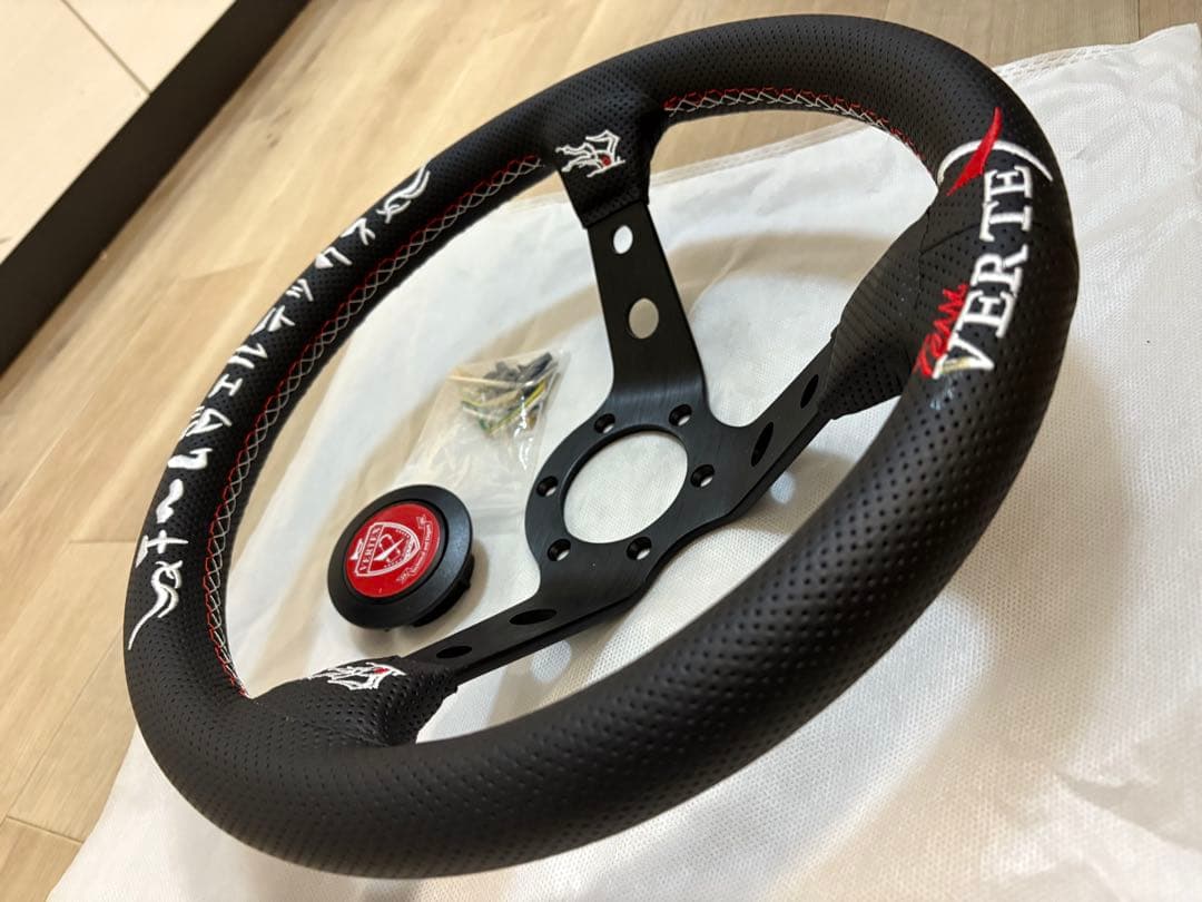 未使用【VERTEX】ヴェルテックスステアリング ディープコーン90mm レザー