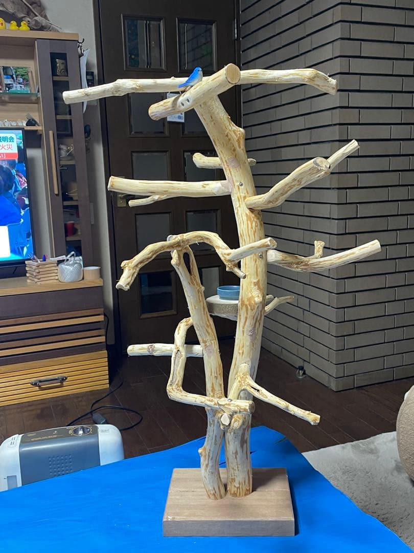 天然木白木バードジム　高さ92センチ