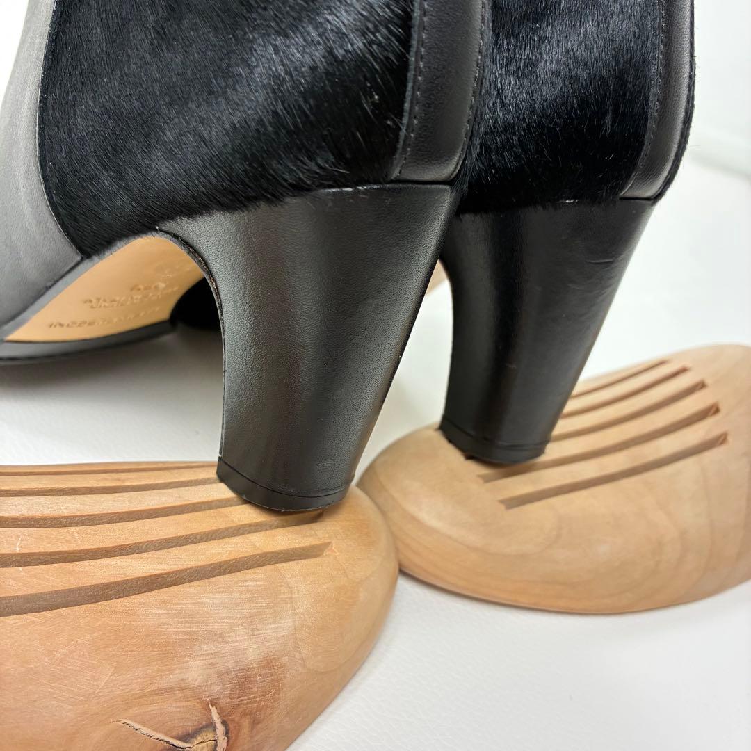 FABIO RUSCONI 毛付きレザー切替 ショート　ブーツ Vibram