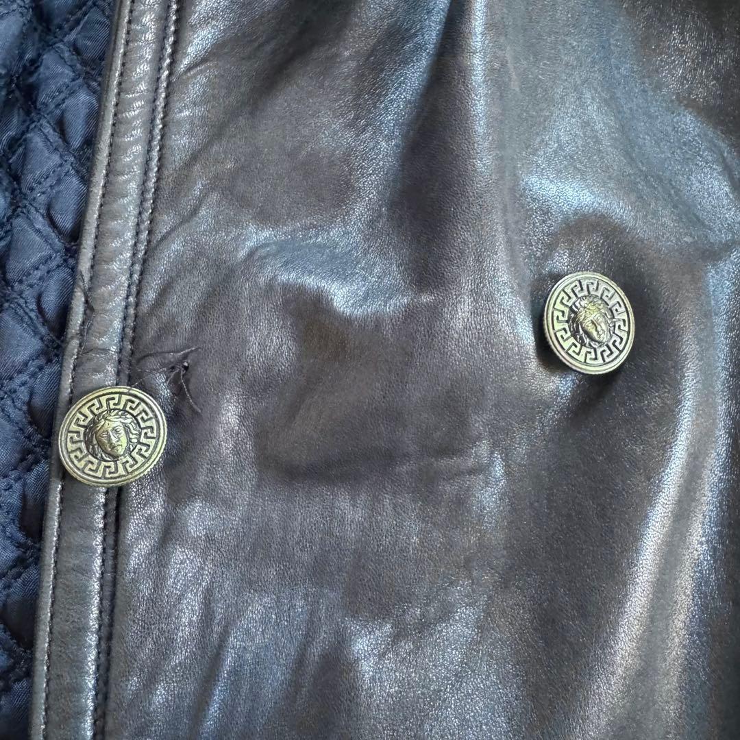 GIANNI VERSACE レザートレンチコート ダブル ロング丈　メデューサ